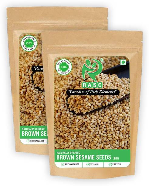 RASC RAW BROWN SESAME SEEDS (TILL) I Gingelly Seeds I Til I Pack of 2 I Each pack 200g Sesame Seeds