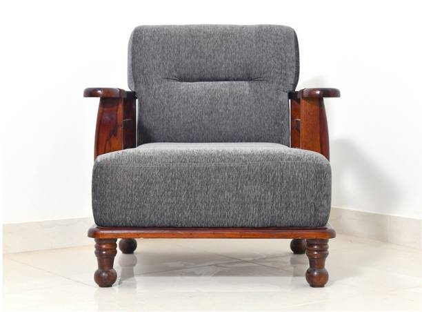 Douceur Furnitures Solid Sheesham Wood One Seater Sofa For Living Room / Office / Cafe. Fabric 1 Seater  Sofa