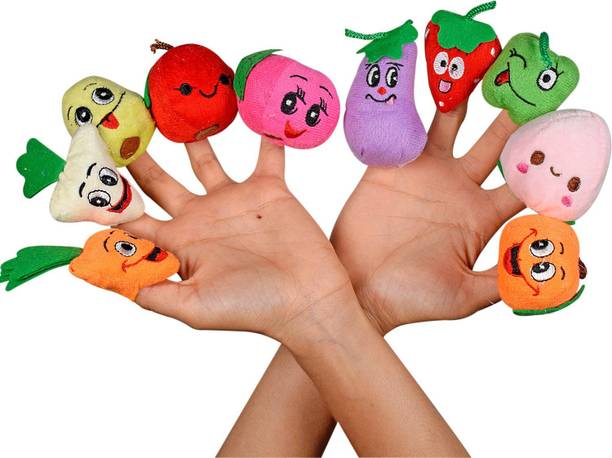 ULTRA Fruit & Vegetable Puppet Soft toys for Baby Boy And Girl Birthday Gift (Set of 10) Finger Puppet Finger Puppets