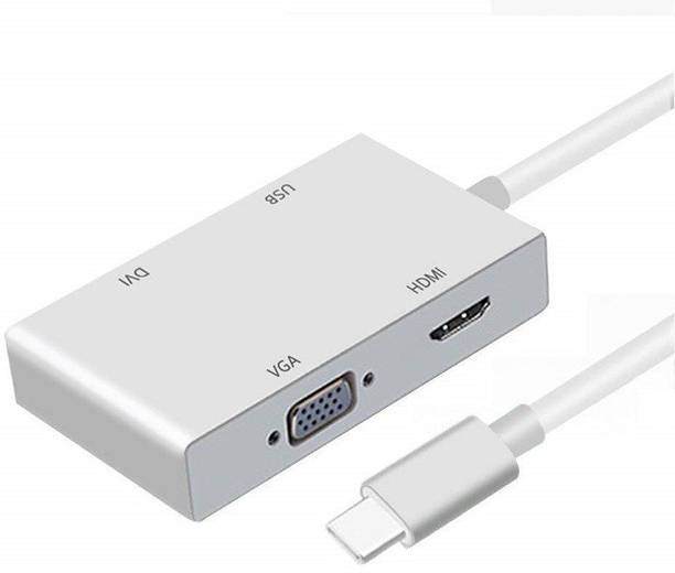 TECHON USB C to HDMI 4K Adapter USB 3.1 Type C to HDMI VGA DVI USB 3.0 Multi Monitors Hub Adapter Cable (Thunderbolt 3 Compatible) Compatible with MacBook/MacBook Pro/Chromebook Pixel USB Adapter