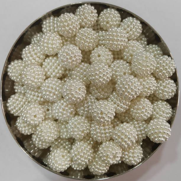The Unique ® 12mm Off White Colour Round Shape Design Moti / Beads For Toran Making, Latkan Making, Jhumka Making, Art & Craft, Jewellery Making, Decoration, Aari / Maggam Embroidery Work Pack Of 100pcs