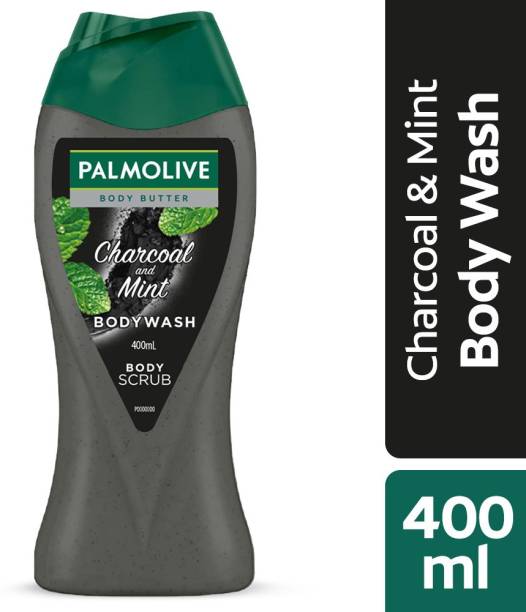 PALMOLIVE Charcoal & Mint Body Wash for Men & Women, Shower Gel with Natural Charcoal Powder and Mint Oil (Body Scrub) - pH Balanced, No Parabens, No Silicones