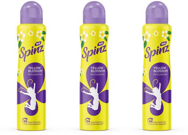 Spinz Yellow Blossom Deo 200ml Body Spray - For Men & Women (200 ml) - Pack of 3 X 200 ml Deodorant Spray  -  For Men & Women