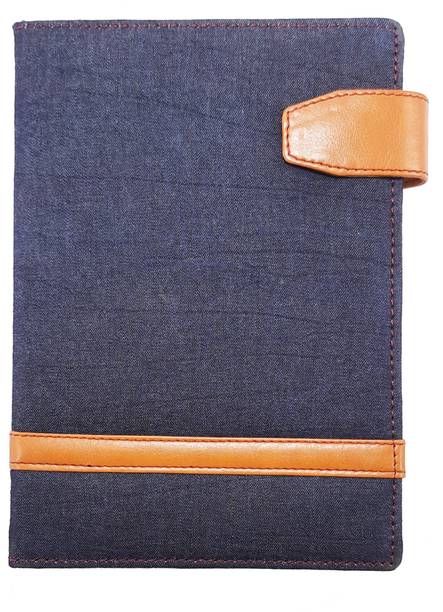 Noir Ink Hard bound A5 Notebook Diary Journal With Denim Fabric Cover and Leather Belt Lock (200 Ruled Pages, 15 X 21 CM, 80 GSM) Diary for Writing, Daily Planner, Gift for Friend, Personal Diary and Office Use. A5 Diary Ruled 176 Pages