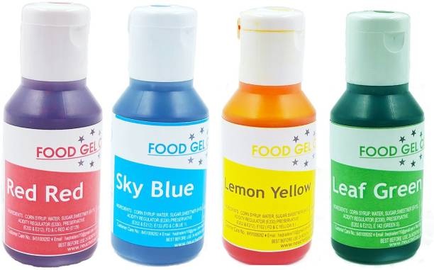 Chefzaa Combo of Edible Concentrated Gel Colours for Cake Decorating | Shades | Food Colouring for Icing, Cakes Decor, Baking, Fondant | Foods Dye Colour Red, Blue, Yellow, Green