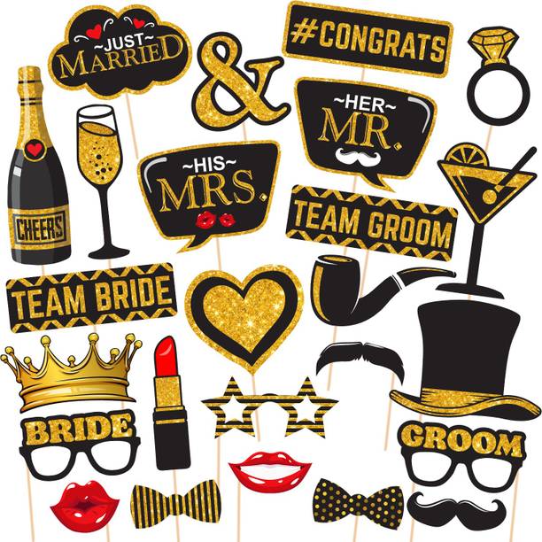 ZYOZI 25Pcs Wedding Bridal Shower Props, Bachelorette Party, Photo Booth Board
