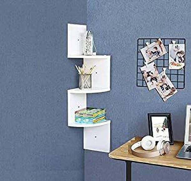 HabibaArtGallery Wall shelf Zigzag Corner Wall Mount Shelf Unit/Racks and Shelves/Wall Shelf/Book Shelf/Wall Decoration/ Corner Zigzag Mounted Floating 5 Rack Shelves MDF MDF (Medium Density Fiber) Wall Shelf (Number of Shelves - 5 MDF (Medium Density Fiber) Wall Shelf
