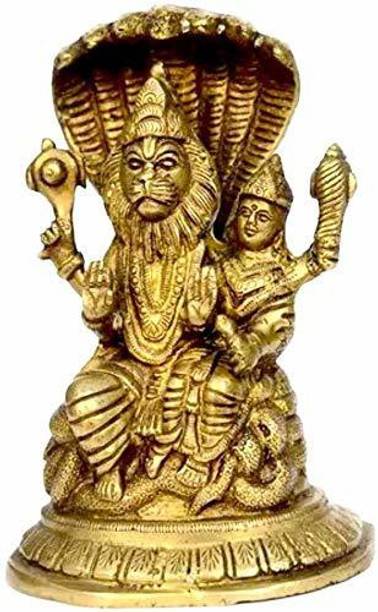 vrindavan shopi Metals Lord Shri Lakshmi Narasingha Idol 400gms Decorative Showpiece  -  10 cm