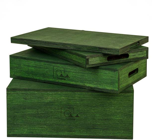 PhotoBridge Set of 4 Standard Green Apple Boxes - Multi-Use Wooden Boxes for Studio, Film Set & Photography Rectangle Softbox
