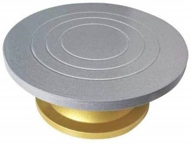 TRENDING PRODUCTS VILLA Premium Quality, Heavy Fiber Turntable, 360 Degree Smooth Rotation, 12 Inch Silver Plated Cake Server