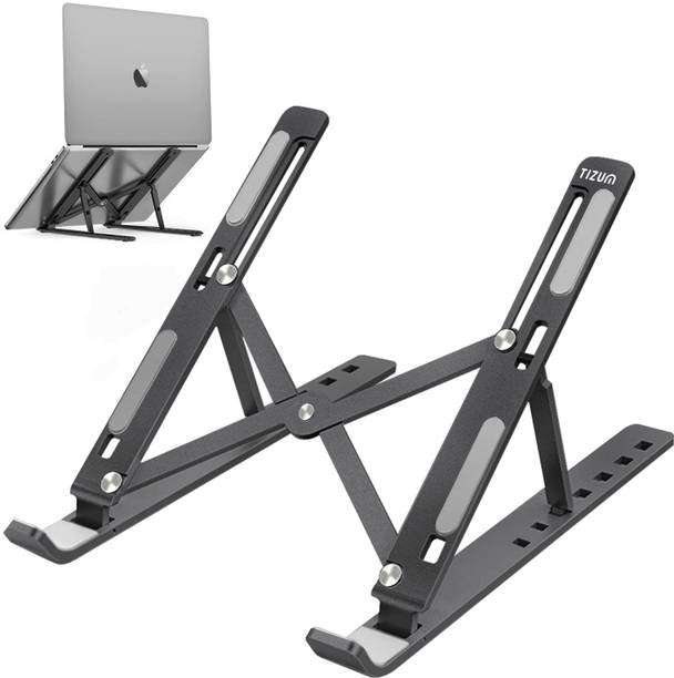 Tizum 2X Stronger M-Shape Aluminum Structure, Silicone Pads, Air Ventilation for Cooling, for laptop size up to 15.6-Inches Aluminium Desk Stand Laptop Stand with Adjustable Height Compatible with Universal Laptops