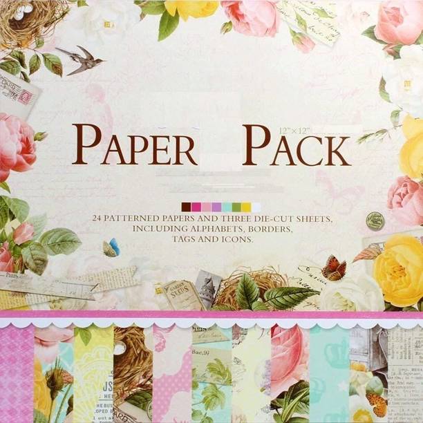 Qatalitic Pattern Design Printed Papers for Art & Craft (VS12007), Size: 12 X 12 Inch for Greeting Cardmaking & Project Book Making (24 Patterned Sheets + 3 Die Cut Sheets) Paper Designer Paper Pack Theme,  Scrapbook Kit