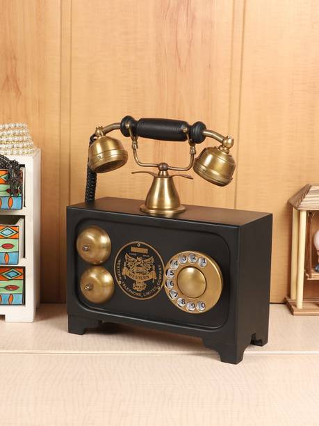 Flipkart Perfect Homes Antique Brass Western Black Box Telephone Showpiece Decorative Showpiece  -  31 cm