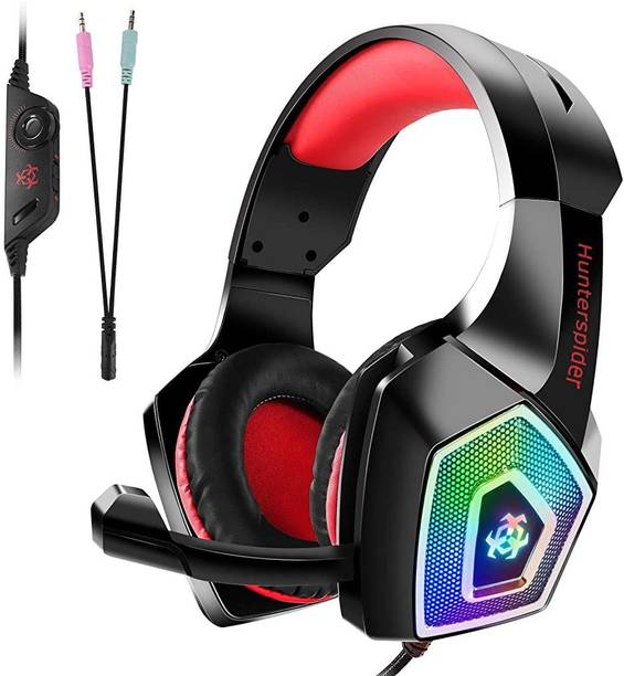 Verilux Gaming Headset,PS4 Gaming Headset for PC,Xbox One,Nintendo Switch,Laptop,Tablet,Mobile,with Mic LED Light Over-Ear Surround Sound Noise Cancelling & Volume Control-Red Smart Headphones