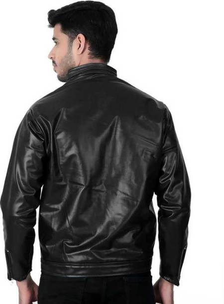 SFOS Full Sleeve Solid Men Leather Jacket Smart Jacket