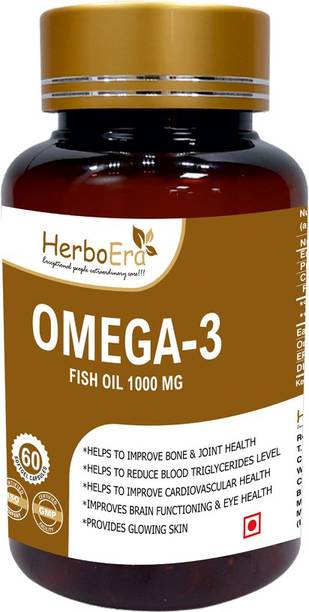 HerboEra Omega-3 Fish Oil for Joints, Brain and Eyes Health | 1000MG (60 Capsules)