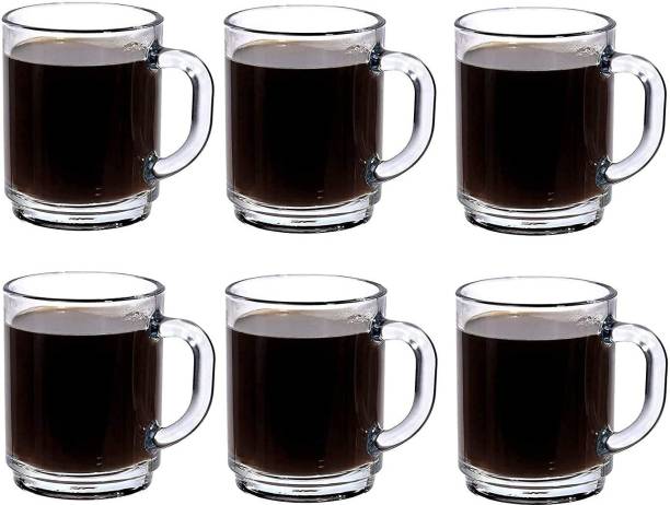 vetreo (Pack of 6) Women's First Choice Glass Coffee Mug Set of 6 - 240Ml Hot or Cold Beverages Mugs Wide Mouth Clear Espresso Cups with Handle Lead-Free Drinking Glassware Tea Glasses for Latte,Cappuccino,Hot Chocolate,Tea,Juice Glass Set Water/Juice Glass