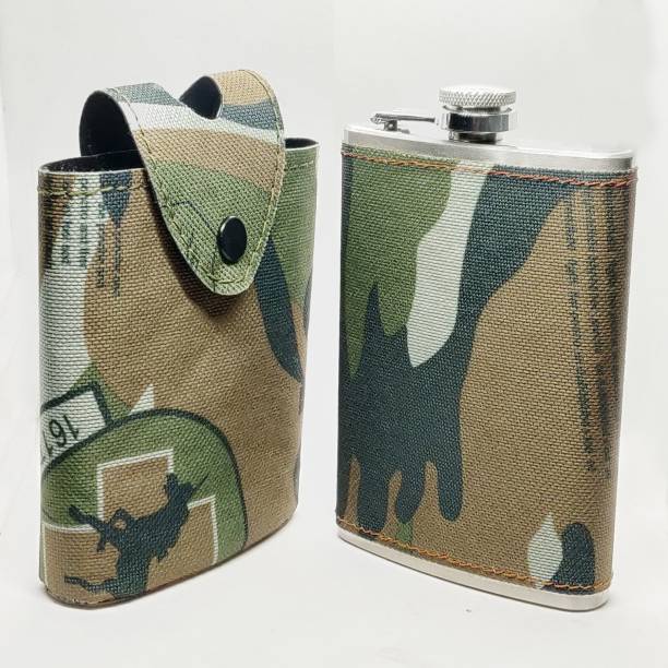JMALL ™ Jungle Print Cover With Jungle Print Stainless Steel Heavy Quality Hip Flask For All Types Drink Storage ( 236 ml / 8 Oz ) Stainless Steel Hip Flask