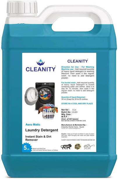 क्लीनिटी Liquid Detergent, Suitable for front load detergent and top load liquid detergent, also use for hand wash 5 Liter लिक्विड डिटर्जेंट