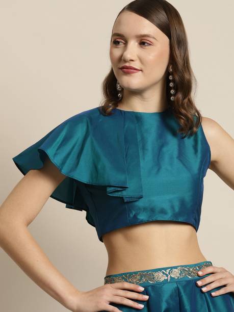Party Flared Sleeves Solid Women Dark Green Top