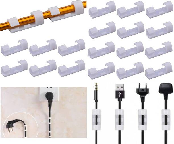 VAAMnational Self-Adhesive Cable Clips Organizer Drop Wire Holder Cord Management System Round Plastic Cable Cord Management Clips for TV, Home, Office, Wall, Cubicle, Desk, car Cable Protector