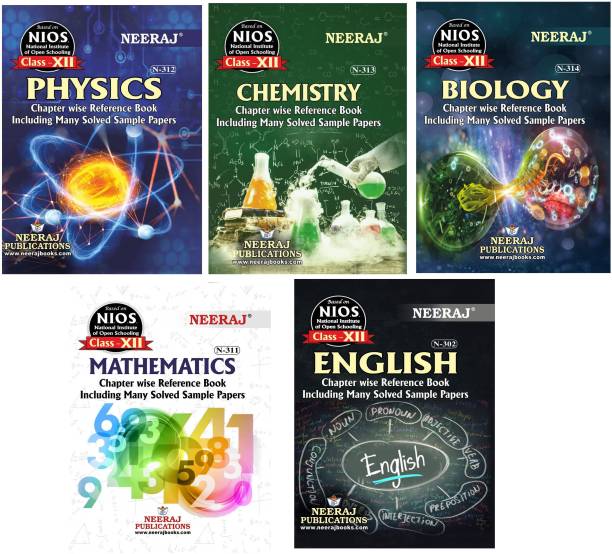 Nios 12 Class Set Of 5 Book ( Biology , Physics, Chemistry, Maths, English ) Class 12th (Open School )