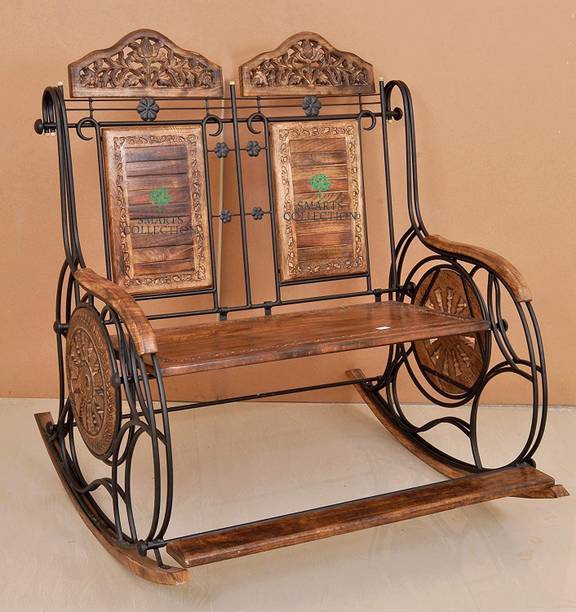 स्मार्ट्स कलेक्शन Wooden & Wrought Iron 2 Seater Rocking Chair for Garden || || Office || Gift Item || Garden Rocking Chair || Balcony Rocking Chair Solid Wood 2 Seater Rocking Chairs (Finish Color - Brown, DIY(Do-It-Yourself)) Metal 2 सीटर Rocking Chairs