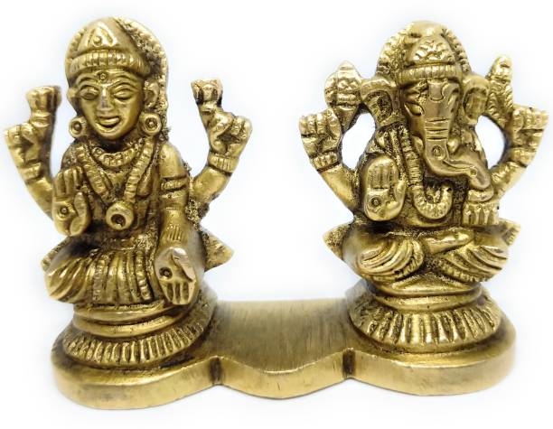 Astrosale Ashtadhatu Ganesh Ji With Lakshmi Idol In Small Size For Money, Success &amp; Prosperity Decorative Showpiece  -  6 cm