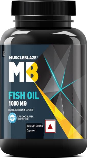 MUSCLEBLAZE Omega 3 Fish Oil 1000 mg, India's Only Labdoor USA Certified with 180 mg EPA