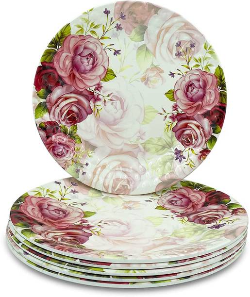 KONVIO Pack of 6 Melamin Pink Plate set 6 Dinner Set