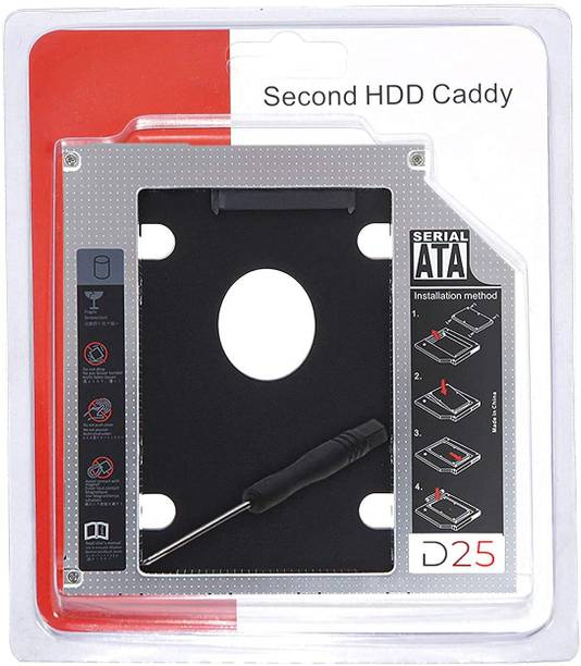 D25 Optical Bay 2nd Hard Drive Caddy, 12.7 mm CD/DVD Drive Slot for SSD and HDD to Expanded Data Storage on All Laptops 2.5 inch internal hard drive enclosure/hard disk caddy
