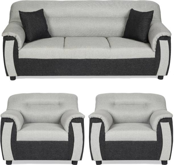 Fusion Furniture Factory Fabric 3 + 1 + 1 Grey Sofa Set