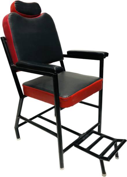 SOMRAJ Beauty Parlor Chair Salon Barber Cutting Beauty Parlor Chair Made of Iron Frame, Without Push Back System and Cushioned Back Seat (Red Black) Already Assembled Massage Chair