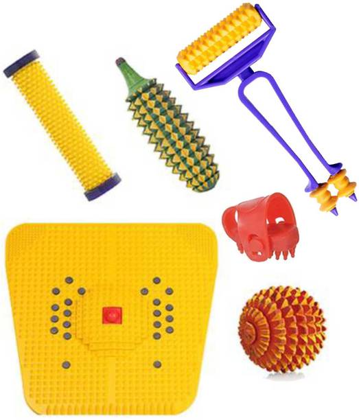 netclub NEG138 2000 Acupressure Massager Tools Combo Kit (Natural Care) With Multipurpose Roller & Bio-Magnetic Power Foot Mat (Magneto-Therapy) for Stress and Pain Relief Thumb pad Massager