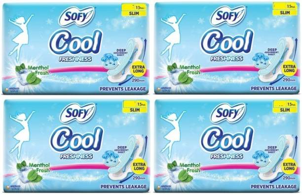 SOFY COOL EXTRA LONG 15 PAD PACK OF 4 (60 PC) Sanitary Pad