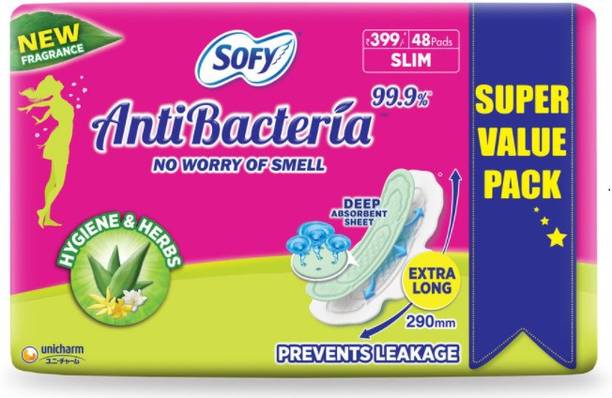 SOFY Anti Bacteria Extra Long XL ( Pack of 1 ) ( 48 Pieces ) Sanitary Pad