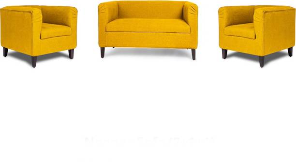 Wakefit Miami Fabric 2 + 1 + 1 Chrome Yellow Sofa Set