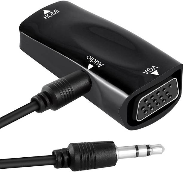 microware  TV-out Cable HDMI to VGA Adapter, Active HDMI to VGA Converter (Female to Female) with Audio, Support HD 1080P@60Hz, TV Stick, Laptop, Roku, Xbox (3.5mm Audio Cable Included)