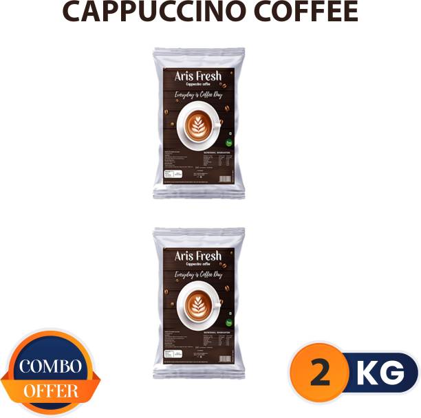 Aris fresh Cappuccino Coffee - Combo Pack | 2 Kg |Pack of 2 x 1 Kg | Makes 170 Cups | Suitable for all Vending Machines |Rich taste as Home Made | For Manual Use – Just Add Hot Water Instant Coffee