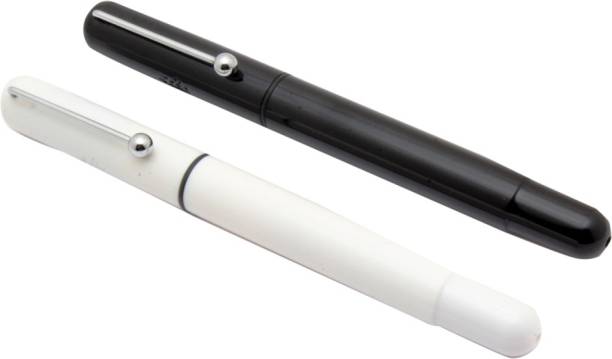 Ledos Jinhao Student Mini White &amp; Black Fountain Pens Fine Nib Converter With Steel Ball Clip Fountain Pen