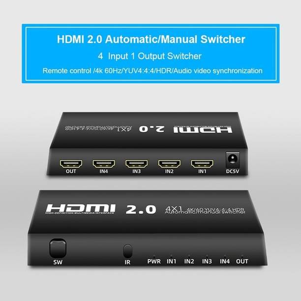 microware HDMI Switcher 2.0 Four-In And One-Out High-Definition Switcher Automatic Manual Switch 4k High-Definition Hdmi Switcher Media Streaming Device