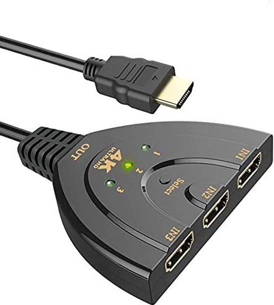 microware HDMI Switch, 3 Port 4K HDMI Switcher 3x1 Switch HDMI Splitter Pigtail Cable Supports Full HD 4K 1080P 3D Player Media Streaming Device