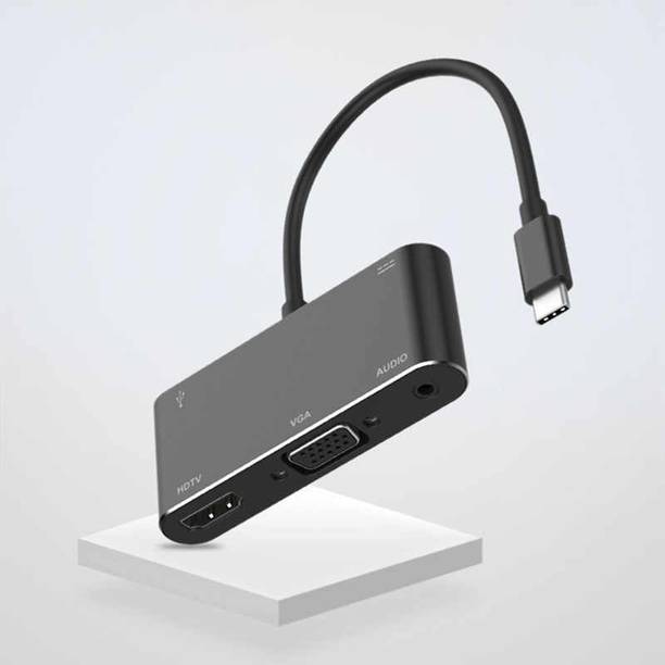 microware Type-C to 4K HDMI VGA USB 3.0 USB-C Hub 3.5 Audio USB 3.1 Adapter for laptop series type c computer Model:9573S USB Hub