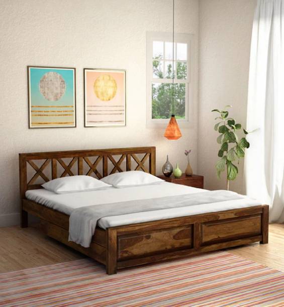 Allie Wood Sheesham Solid Wood King Drawer Bed