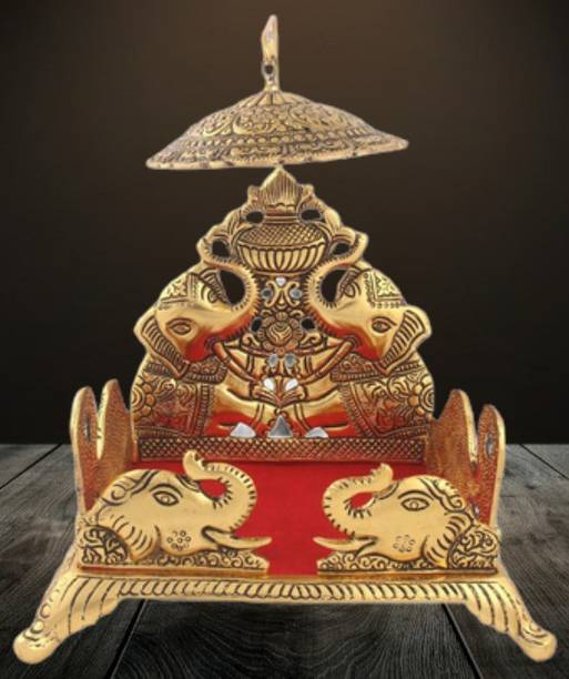 Lootnixx Handicraft Krishna Ladoo / Laddu Bal Gopal White Metal Sihasan ,Metal Singhasan , Ladoo Gopal Singhasan, Religious Puja Gifts and Decor Metal Home Temple