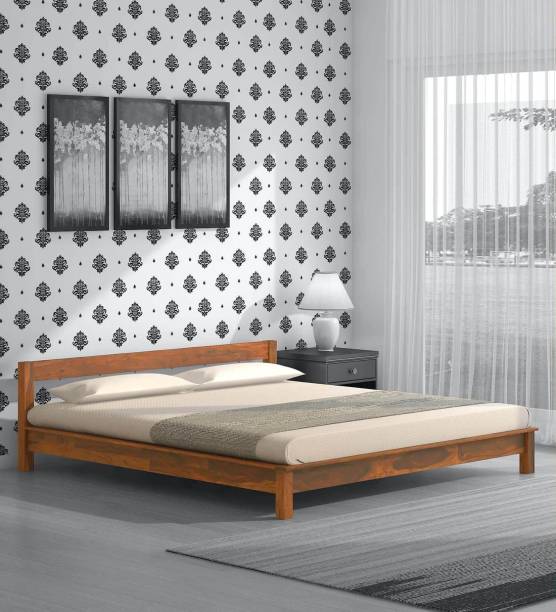 Suncrown Furniture Sheesham Solid Wood King Size Bed In Rustic Teak Finish Solid Wood King Bed