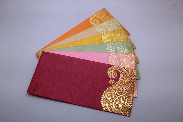 One Rupee Design Shagun Money Wedding Gift Envelope Wallet Gold/ Beige colours 