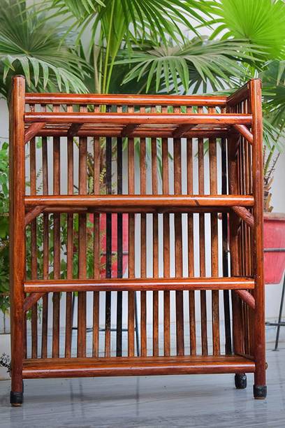 RAINBOW Wooden, Cane Book Shelf multipurpose shoe Rack for Home Kitchen ,Office Files Engineered Wood Open Book Shelf