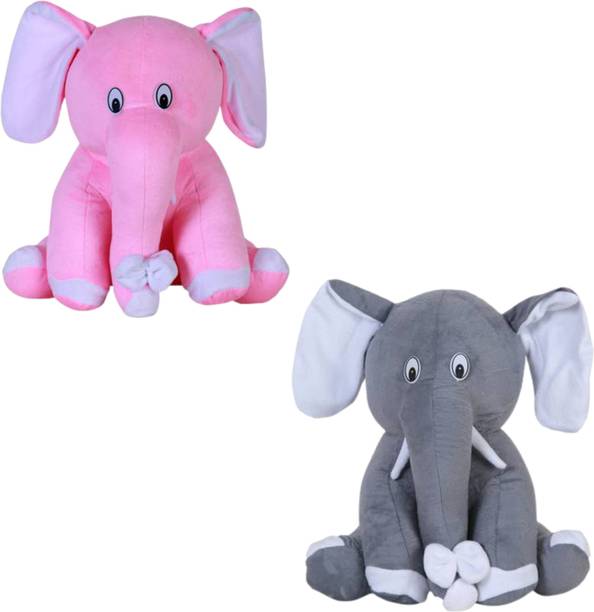 Toyhaven Adorable and cute soft toy set of 2 plush Sitting elephants in beautiful colors / soft toys for kids and special occasions  - 25 cm