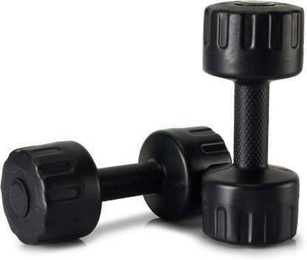 SBR Sports '5KG PAIR BLACK PVC DUMBBELL SET FITNESS WEIGHTS FOR WOMEN & MEN, (5KG+5KG=10KG) Fixed Weight Dumbbell